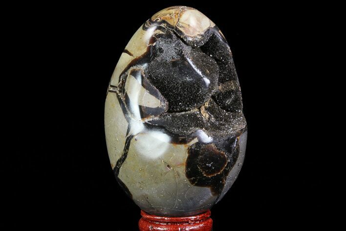 Septarian Dragon Egg Geode - Black Crystals #71887